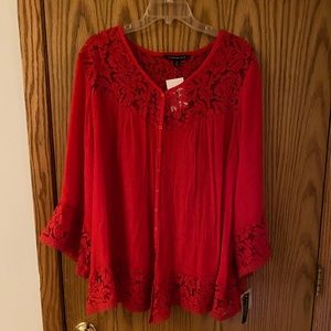 TJ Maxx 3X Red long sleeves blouse